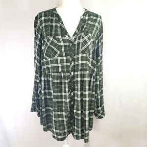 Torrid Green Plaid Tunic size 3